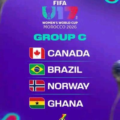 Ghana to play Canada, Brazil and Norway in Group C at 2026 U-17 Women's World Cup