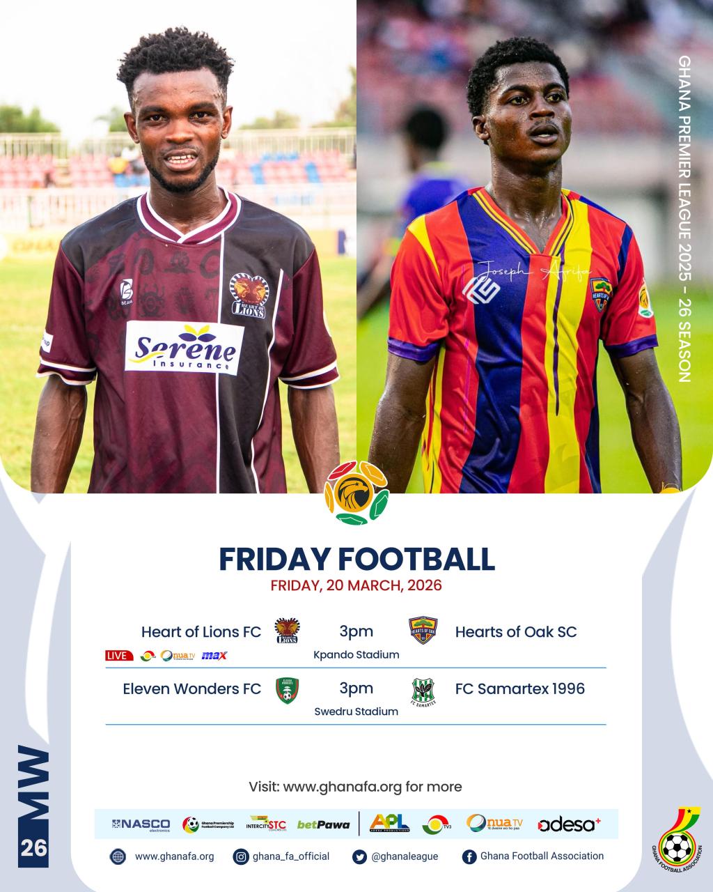 Friday's GPL Preview: Heart of Lions hosts Hearts of Oak as FC Samartex travels to Swedru