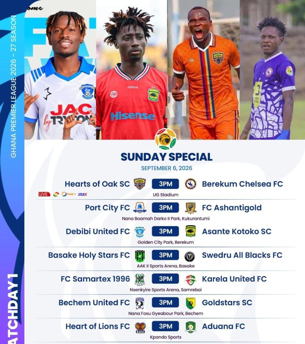 Asante Kotoko away to Debibi United as GPL continues with seven matches on Sunday